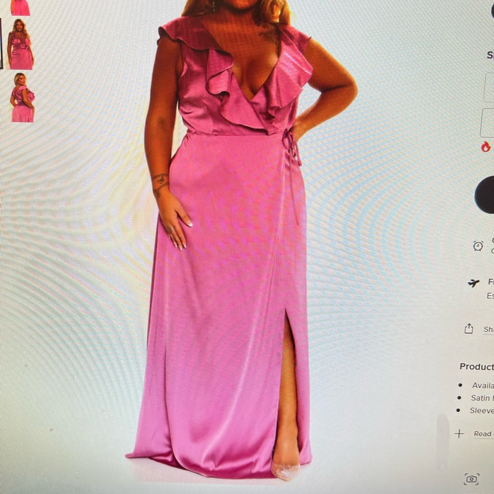 Pink long dress with slid